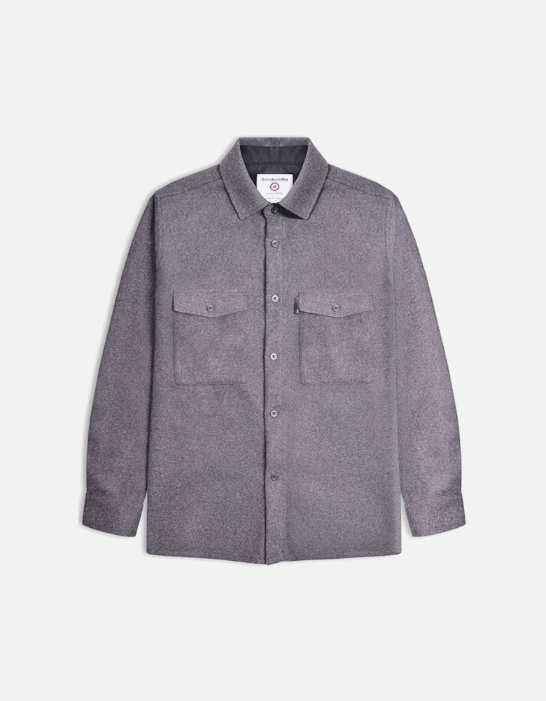 Mens Plain Brushed Flannel Long Sleeve Overshirt - Charcoal
