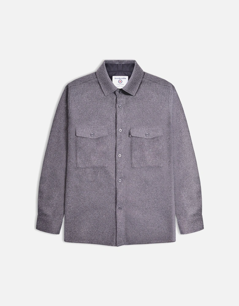 Mens Plain Brushed Flannel Overshirt - Charcoal