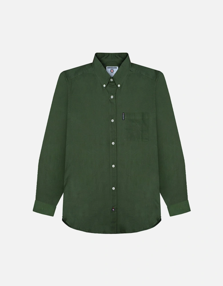 Mens Oxford Long Sleeve Button Down Collar Shirt - Forest Green