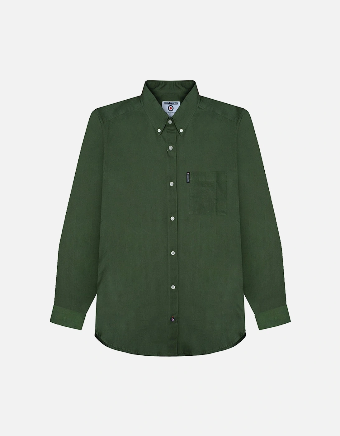 Mens Oxford Long Sleeve Button Down Collar Shirt - Forest Green, 4 of 3