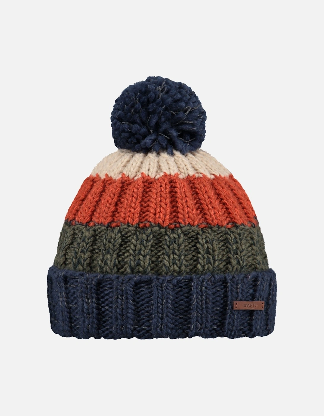 Barts Men's Barts Mens Wilhelm Cuffed Mixed Knit Knitted Bobble Hat - Blue