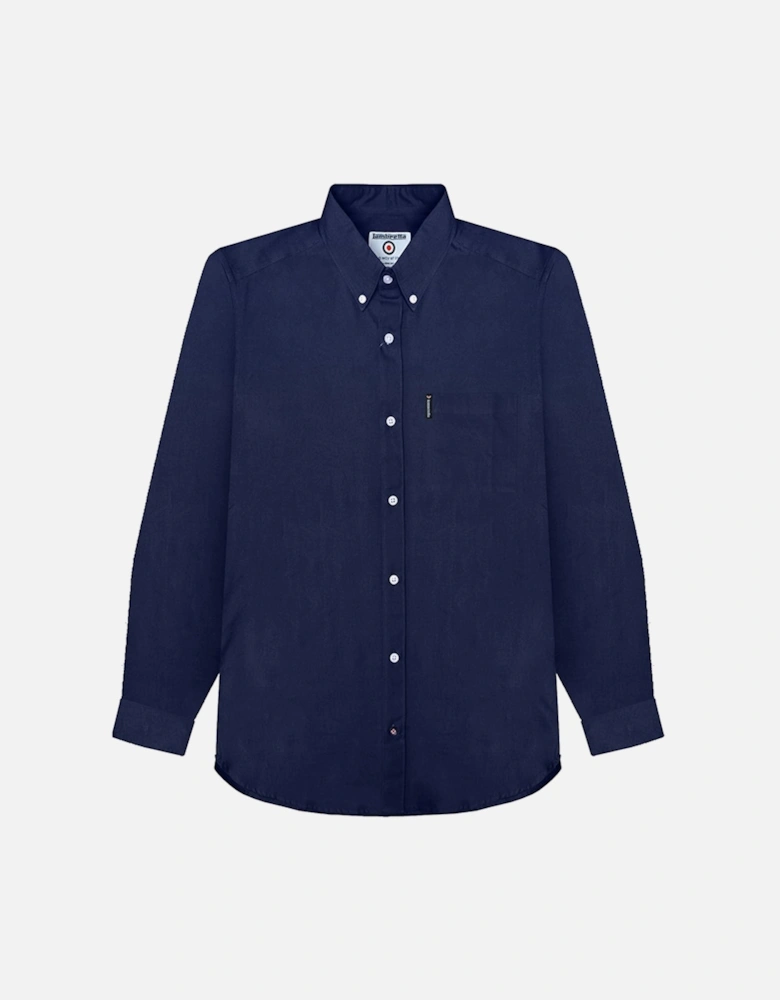 Mens Oxford Long Sleeve Button Down Collar Shirt - Navy