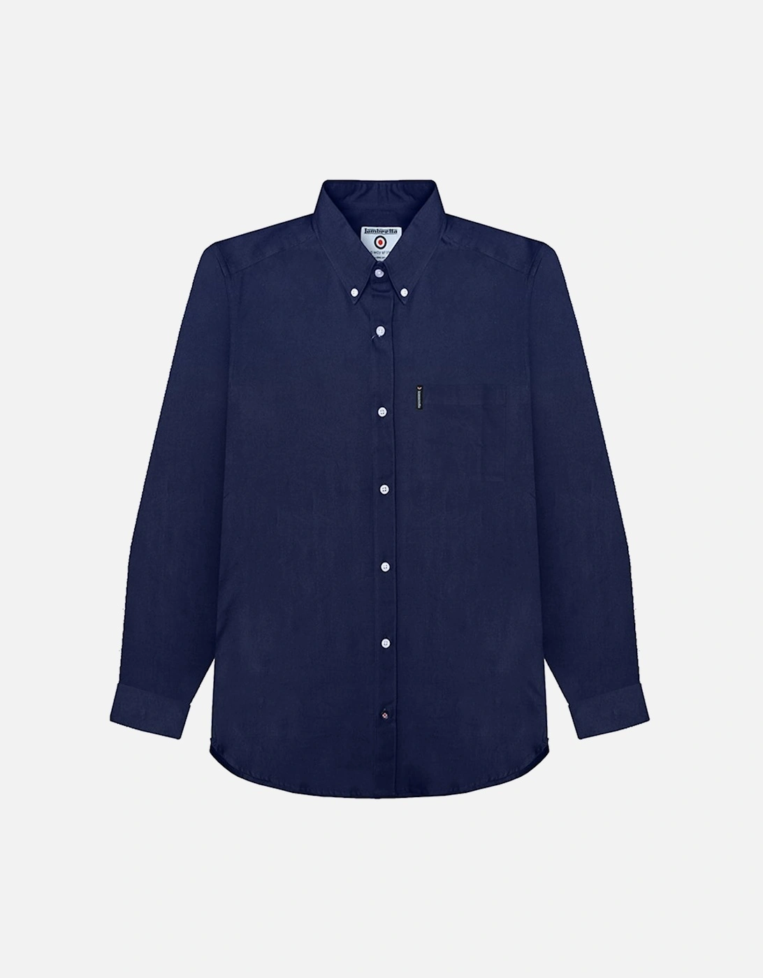 Mens Oxford Long Sleeve Button Down Collar Shirt - Navy, 5 of 4