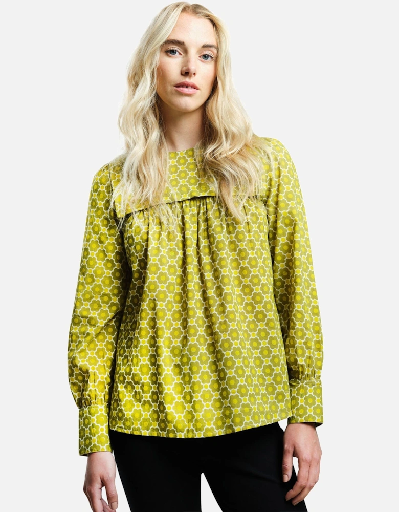 Womens Orla Kiely Long Sleeve Bib Collar Blouse Top