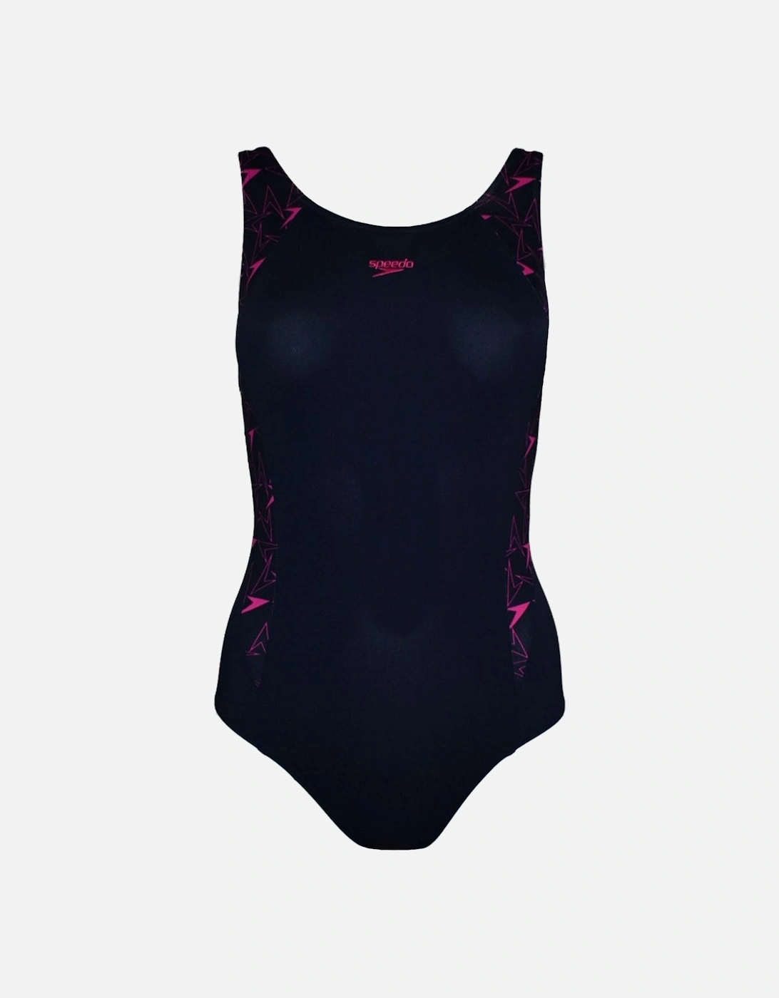 Womens Boomstar Splice Flyback One Piece Swimming Costume - Navy/Pink, 3 of 2