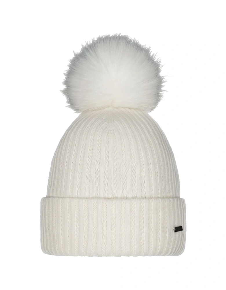 Womens Kenzie Big Stretchy Faux Fur Pom Bobble Hat