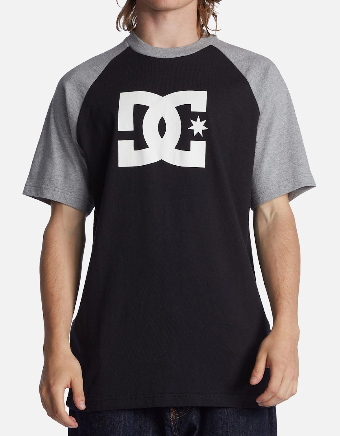 Mens DC Star Raglan Cotton T-Shirt, 2 of 1