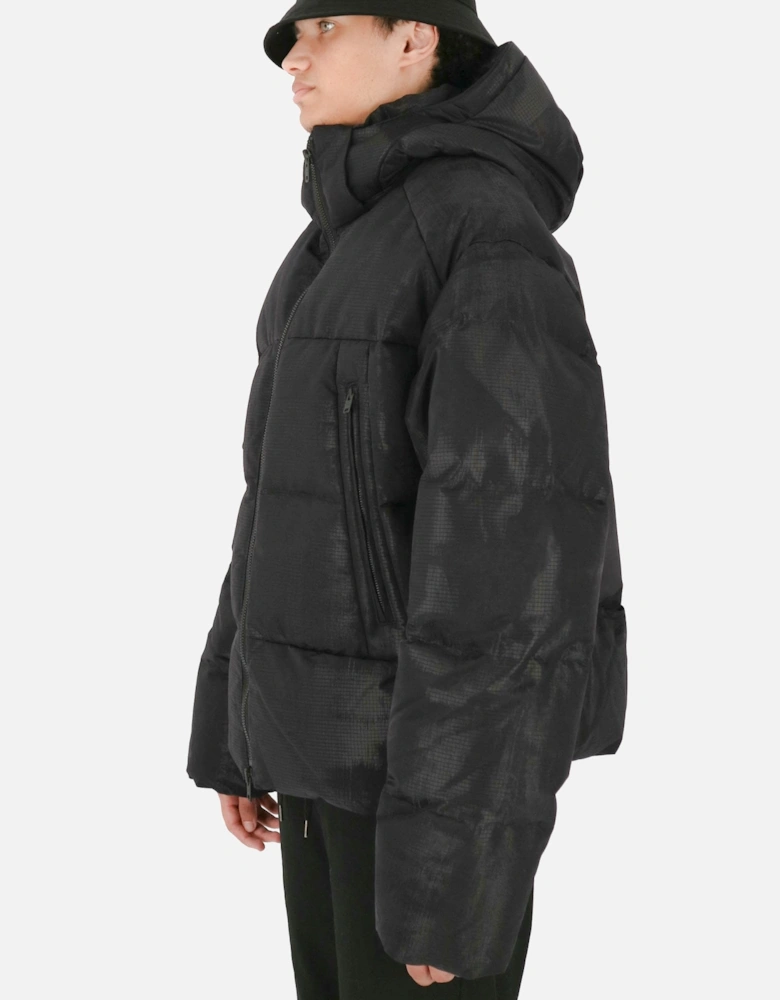 Hooded Puffer Camo Black Jacket