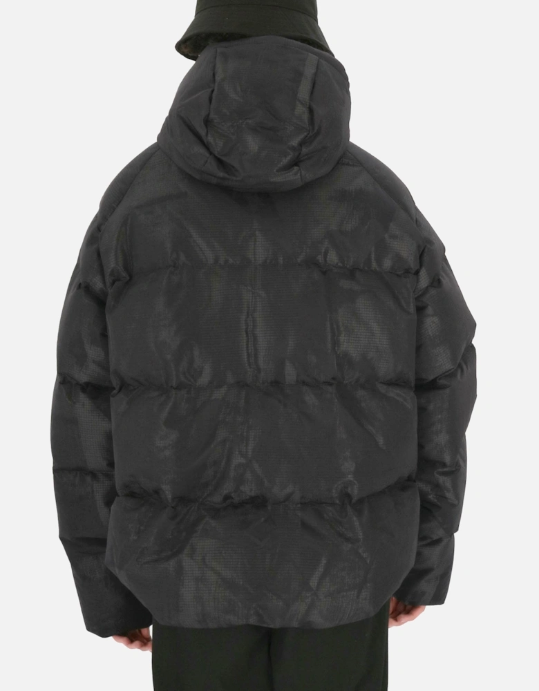 Hooded Puffer Camo Black Jacket