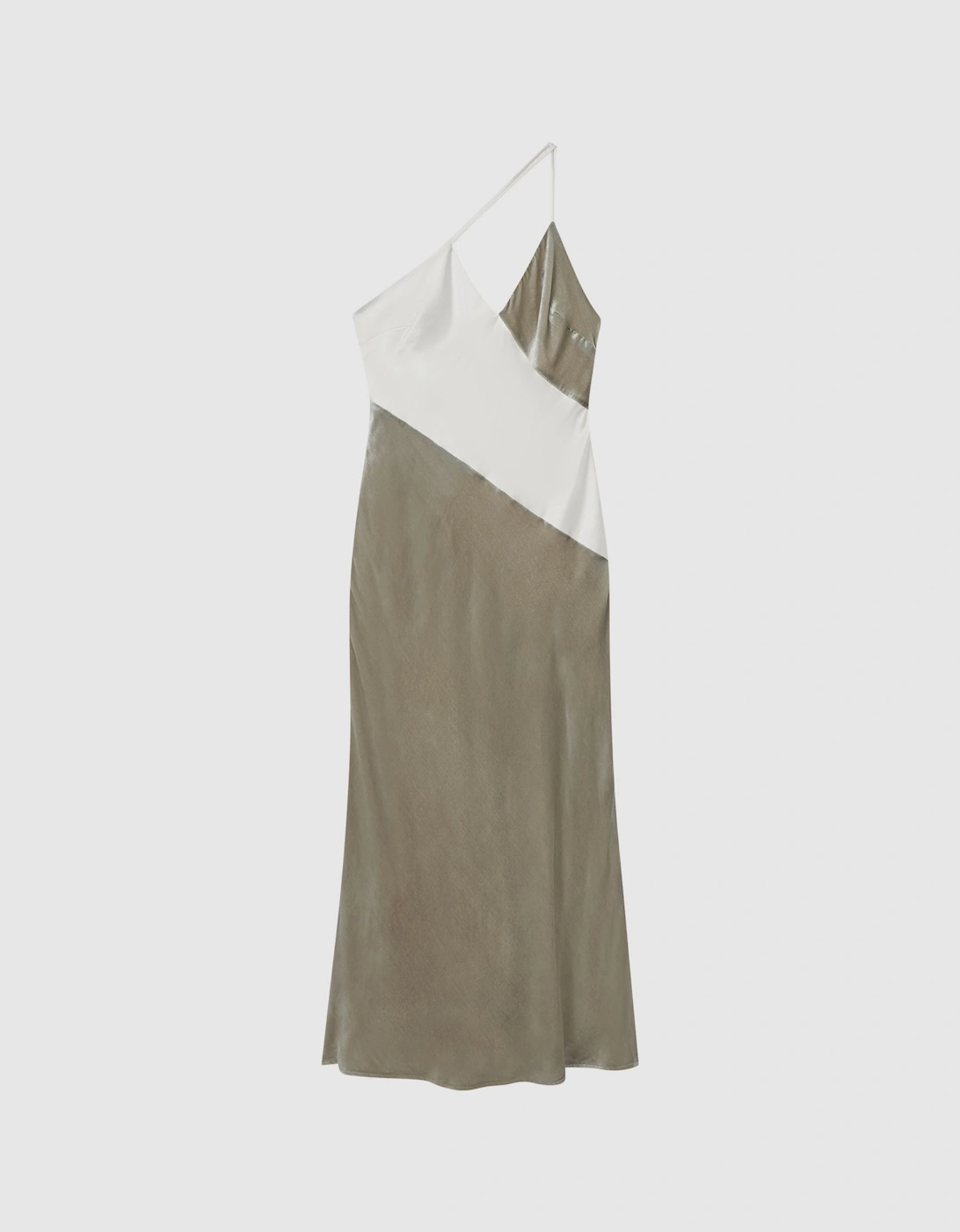 Silk-Velvet Asymmetric Strap Midi Dress, 2 of 1
