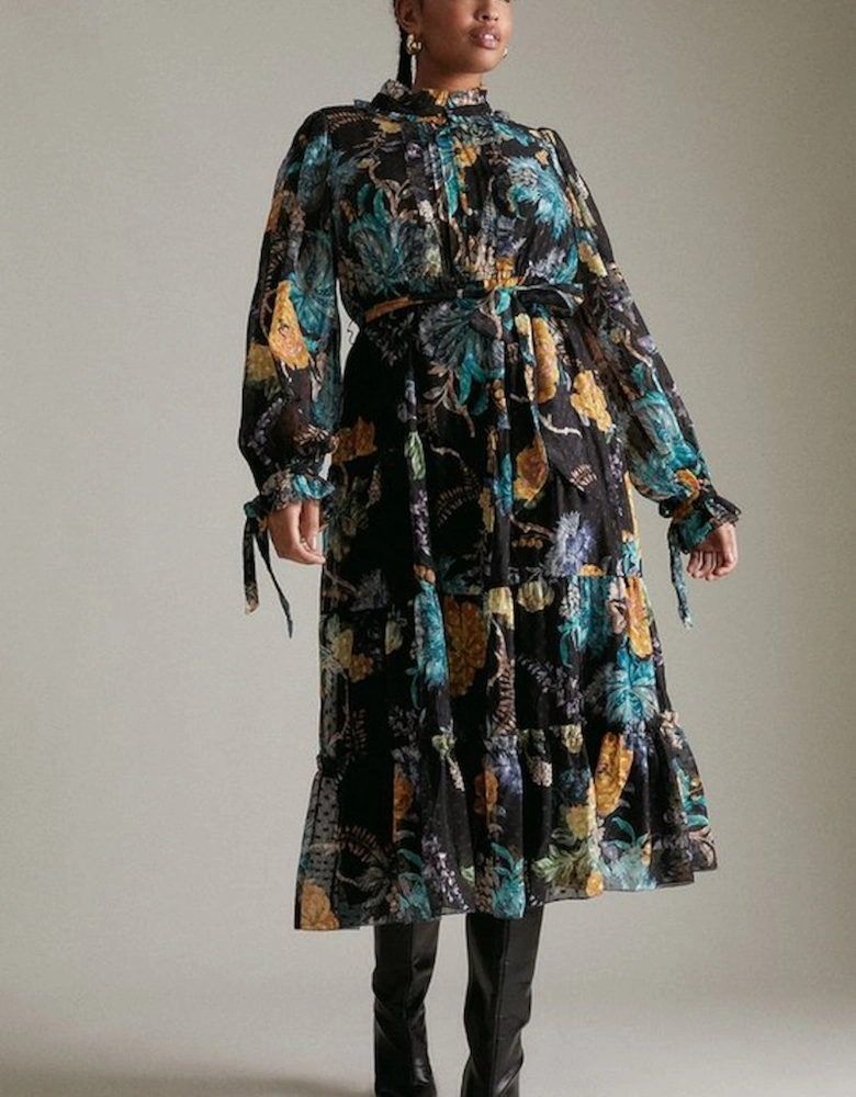 Floral Paisley Dobby Woven Maxi Dress