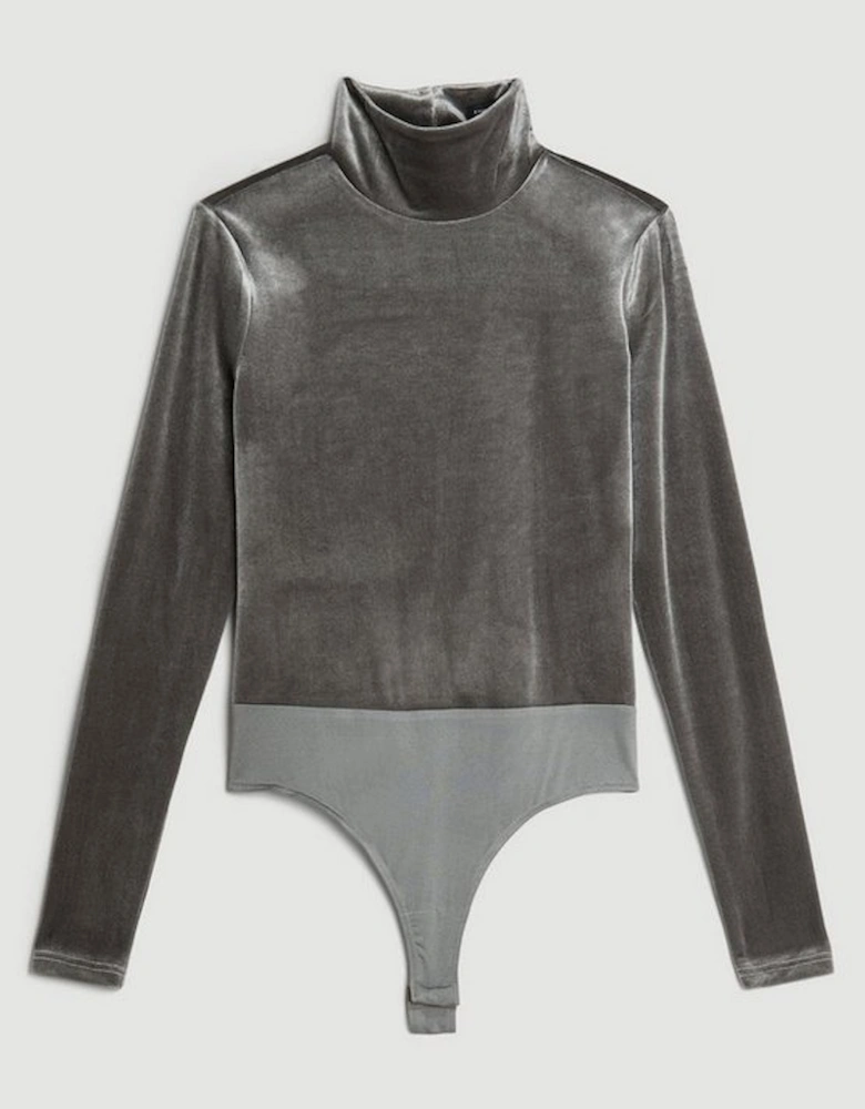 Velvet Jersey Turtleneck Bodysuit