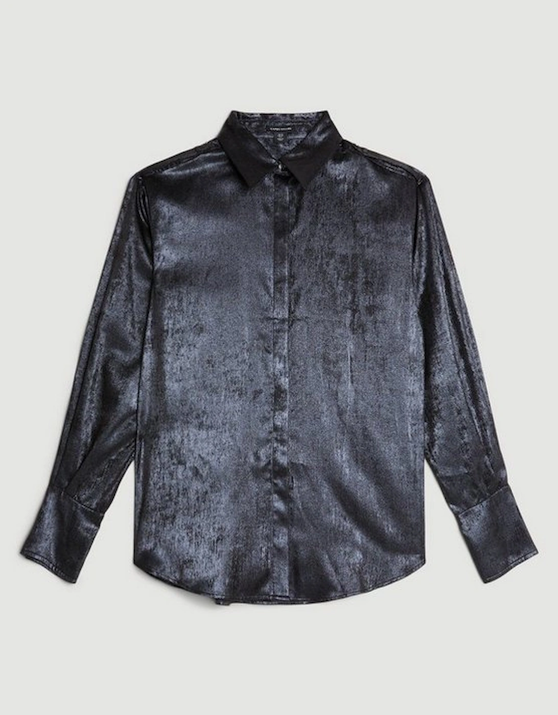 Metallic Long Sleeve Collared Woven Shirt