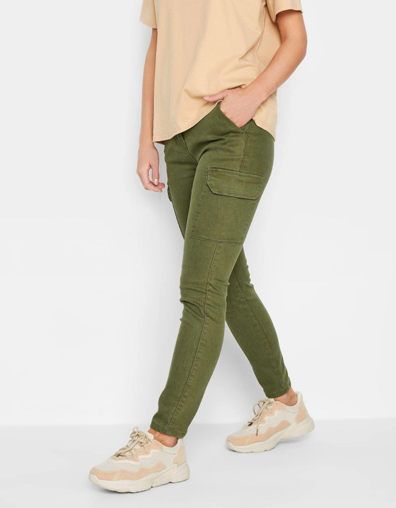 Petite Khaki Skinny Utility Trouser 27"