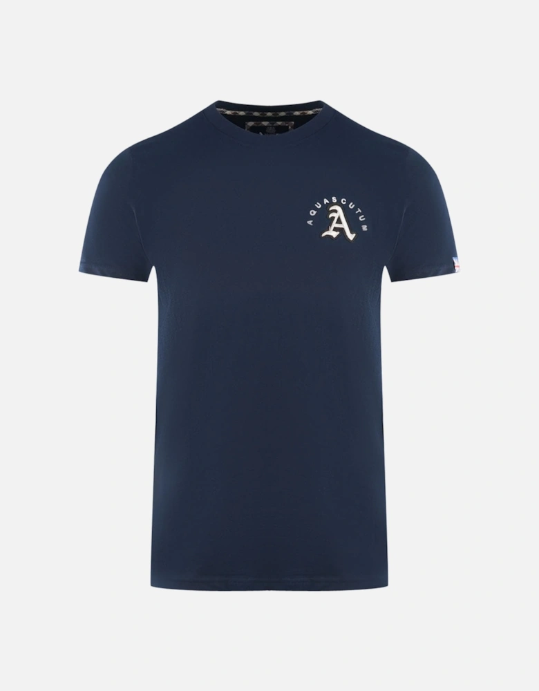 London Embroidered A Logo Navy Blue T-Shirt