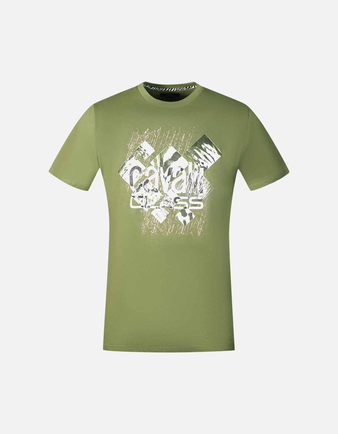 Cavalli Class Diamond Window Of Tiger Design Green T-Shirt, 3 of 2