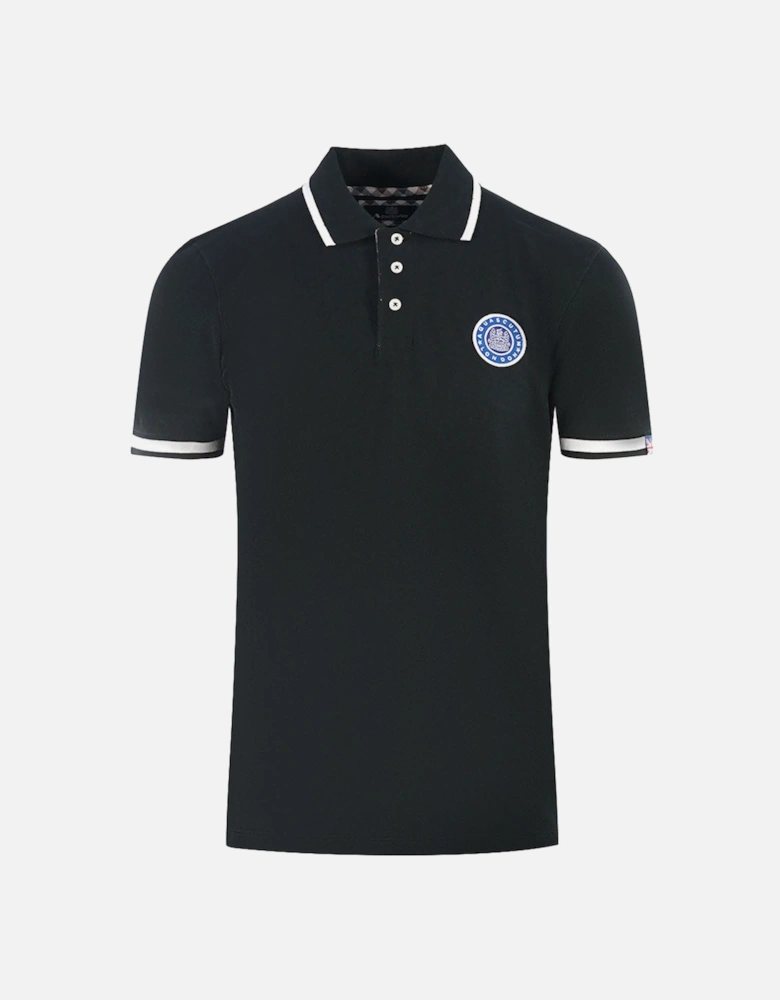 London Embroidered Badge Black Polo Shirt