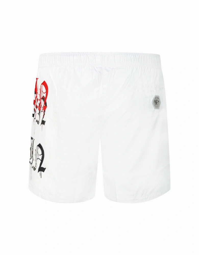 Melting Logos White Swim Shorts