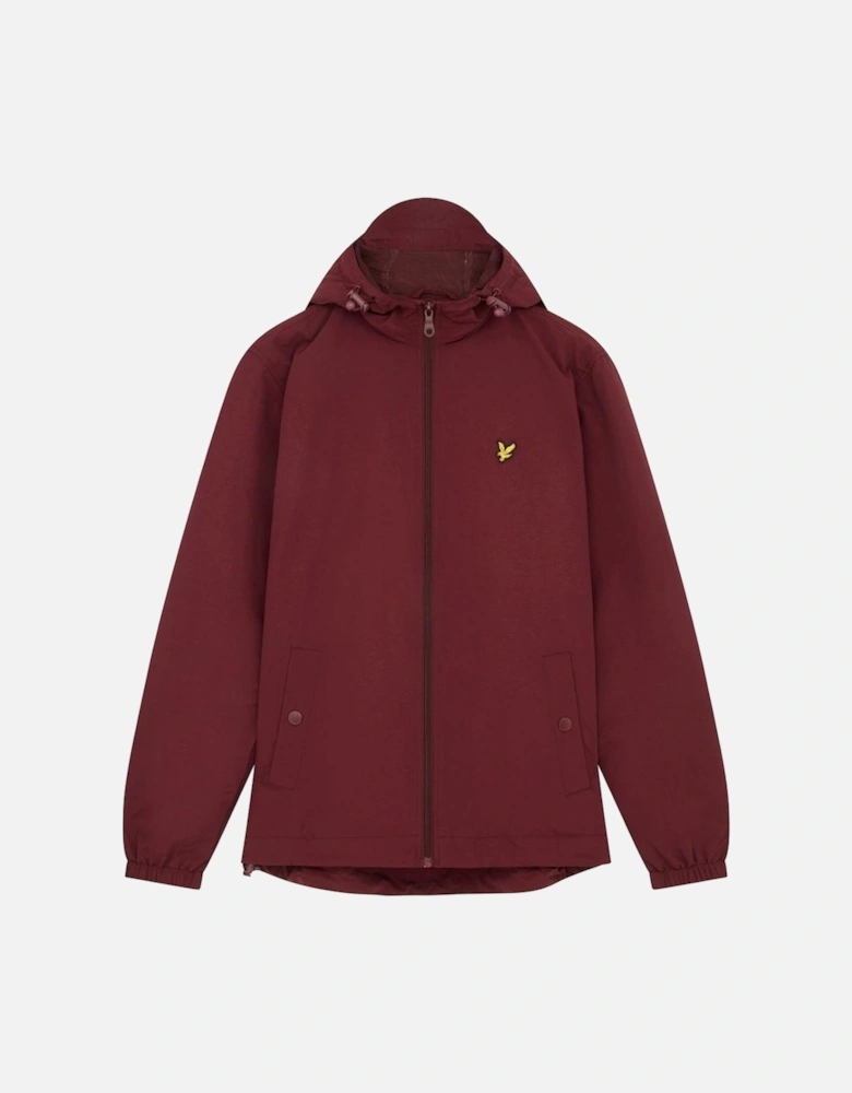 Lyle & Scott Branded Burgundy Hooded Short Lightweight Jacket