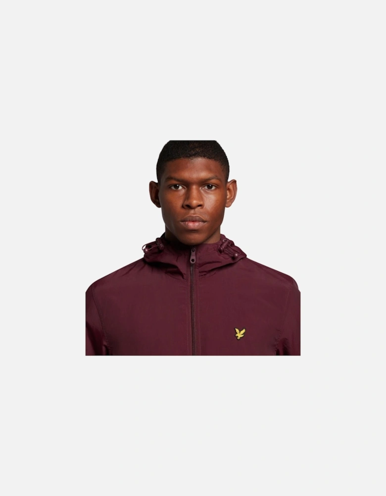 Lyle & Scott Branded Burgundy Hooded Short Lightweight Jacket