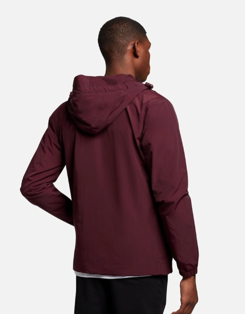 Lyle & Scott Branded Burgundy Hooded Short Lightweight Jacket