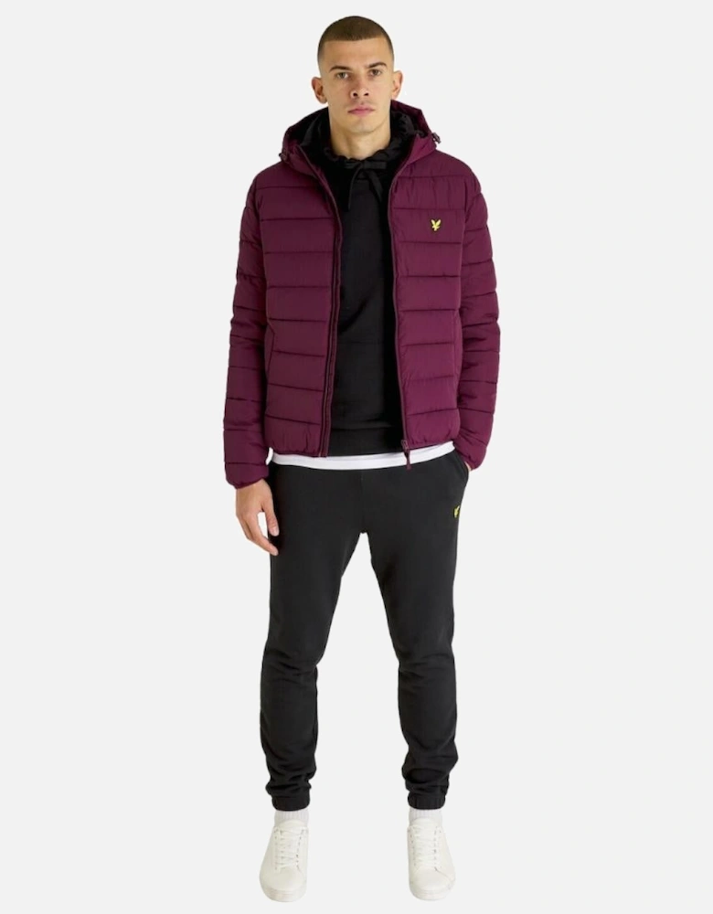 Lyle & Scott Branded Burgundy Hooded Puffer Jacket