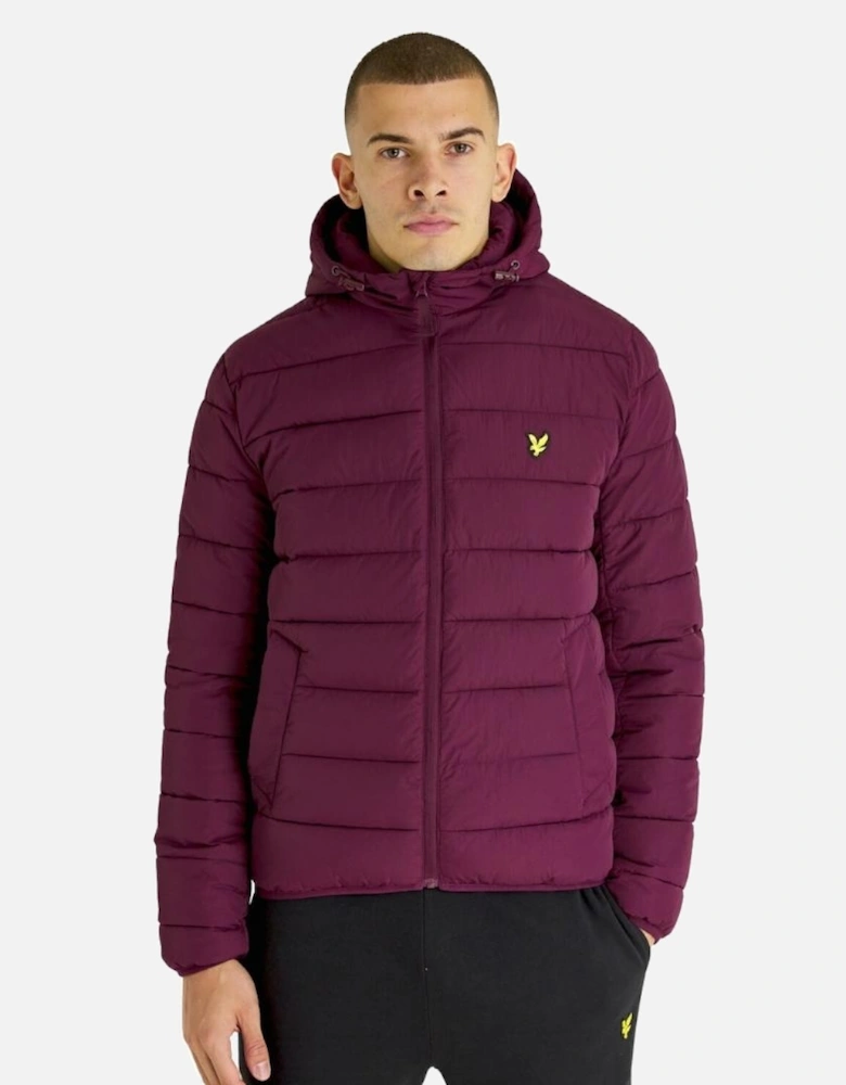 Lyle & Scott Branded Burgundy Hooded Puffer Jacket