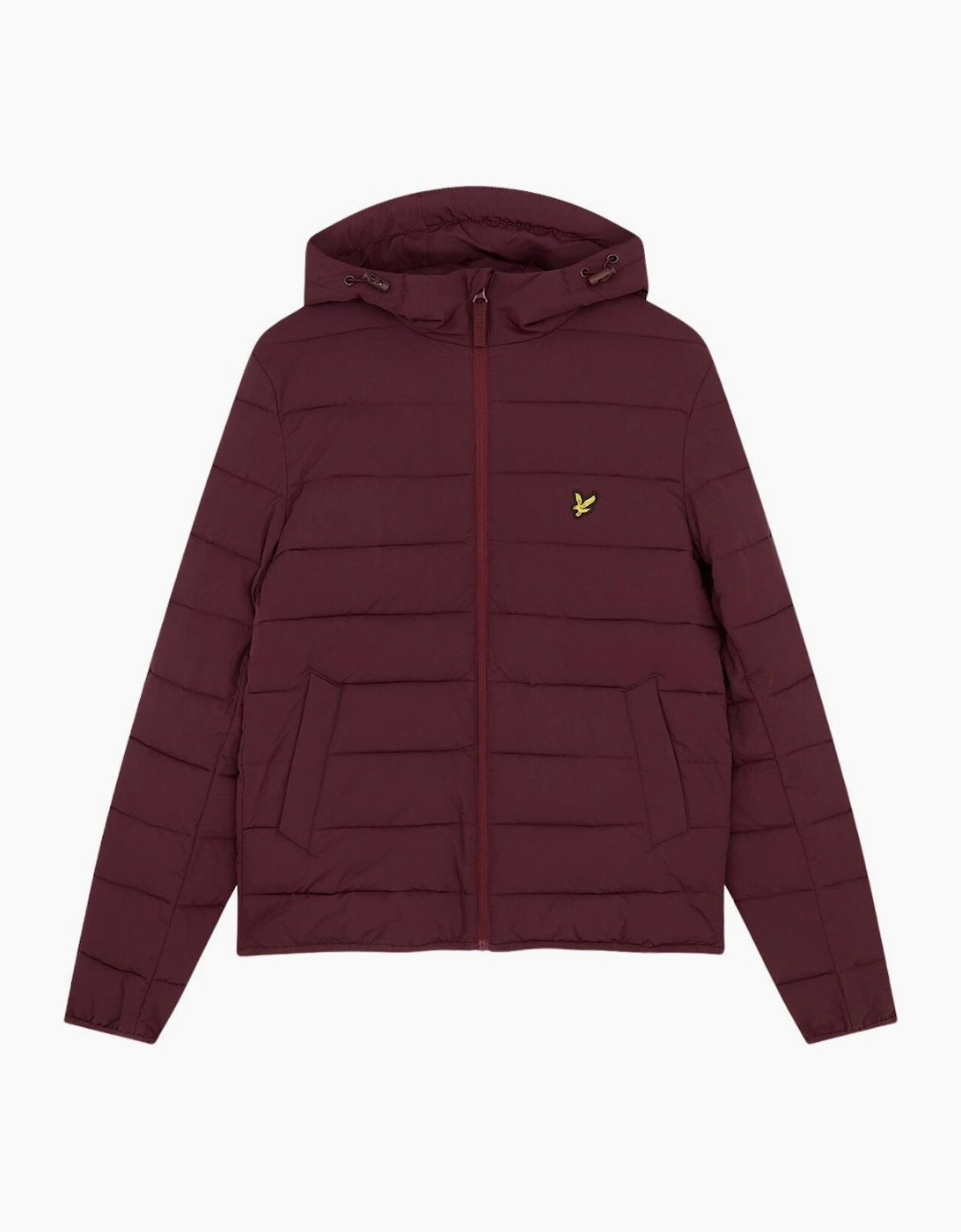 Men's Lyle & Scott Branded Burgundy Hooded Puffer Jacket - Red - Size: Regular/34