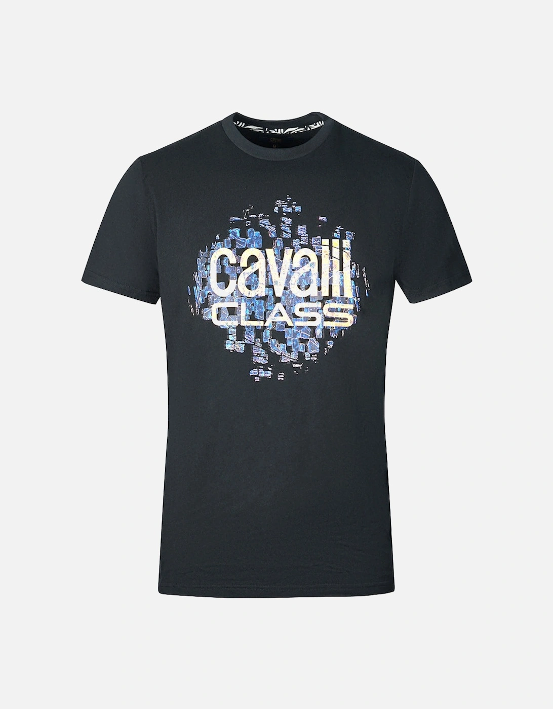 Cavalli Class Gradien Scales Design Logo Black T-Shirt, 3 of 2