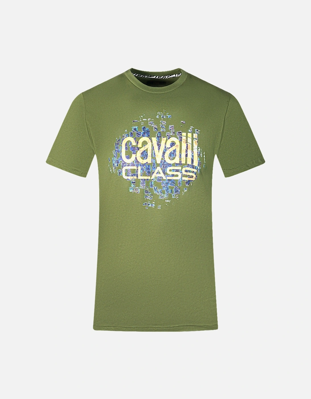 Cavalli Class Gradien Scales Design Logo Green T-Shirt, 3 of 2