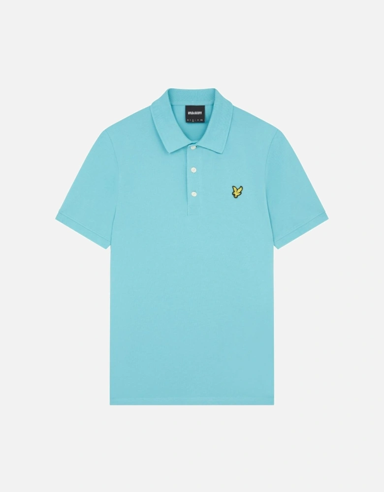 Lyle & Scott Branded Chest Logo Alpine Sky Polo Shirt