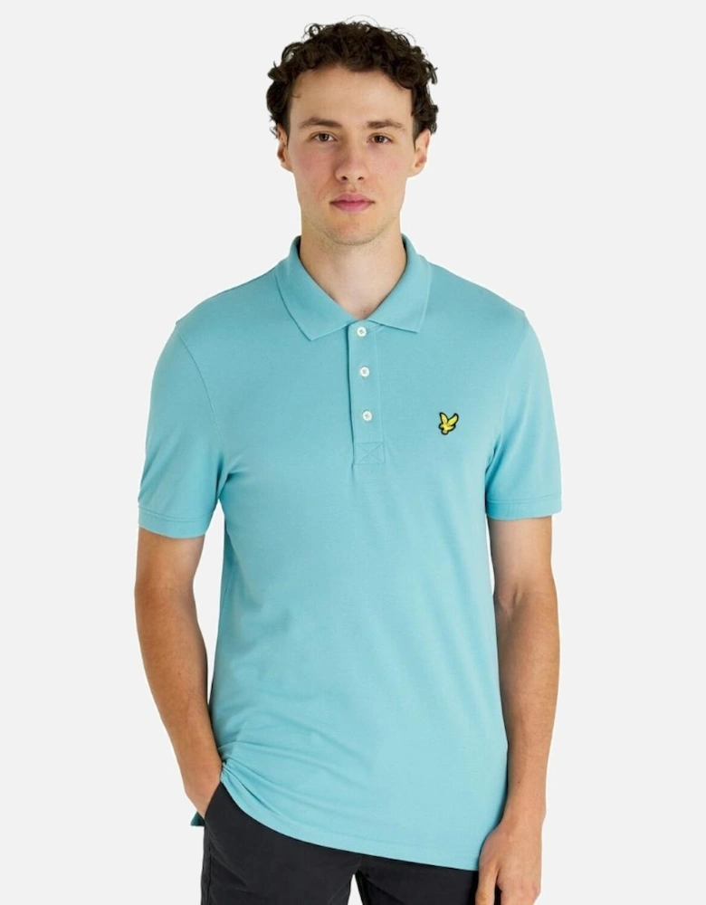 Lyle & Scott Branded Chest Logo Alpine Sky Polo Shirt