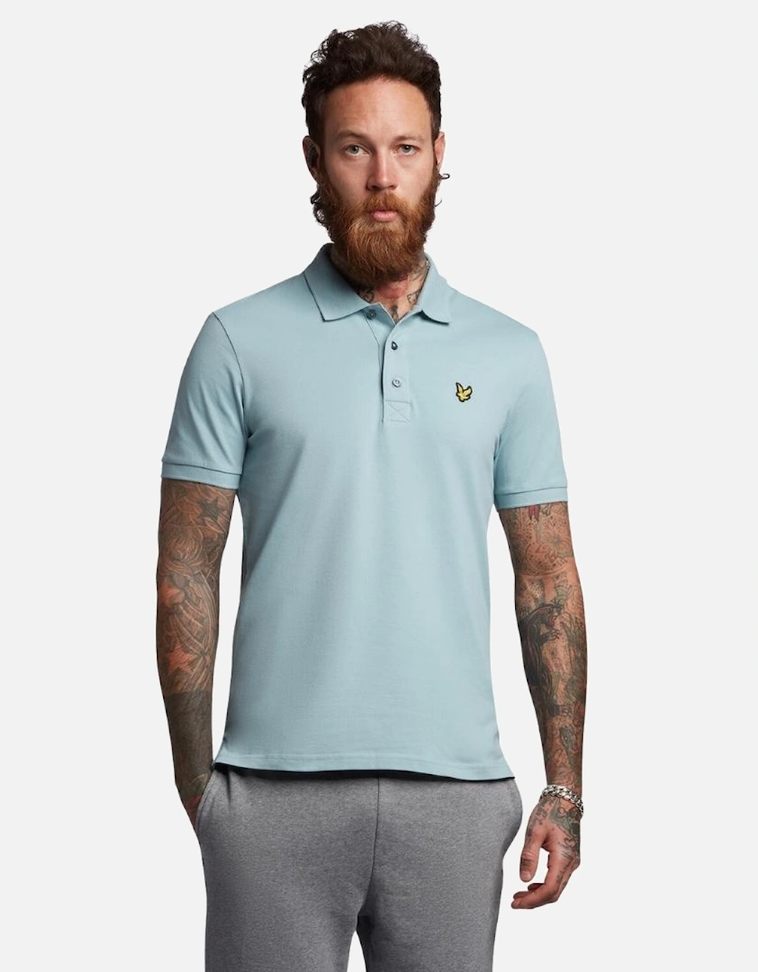 Lyle & Scott Branded Chest Logo Away Blue Polo Shirt