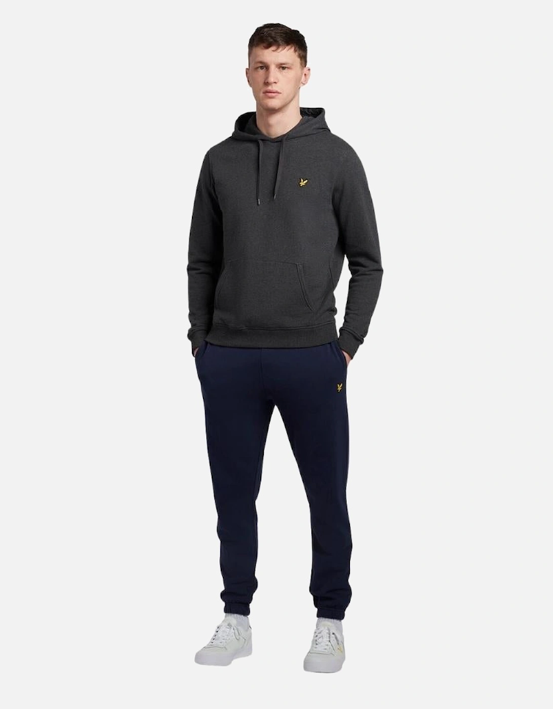 Lyle & Scott Branded Charcoal Marl Pull-over Hoodie