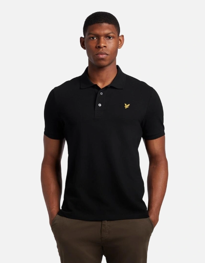 Lyle & Scott Branded Chest Logo Jet Black Polo Shirt