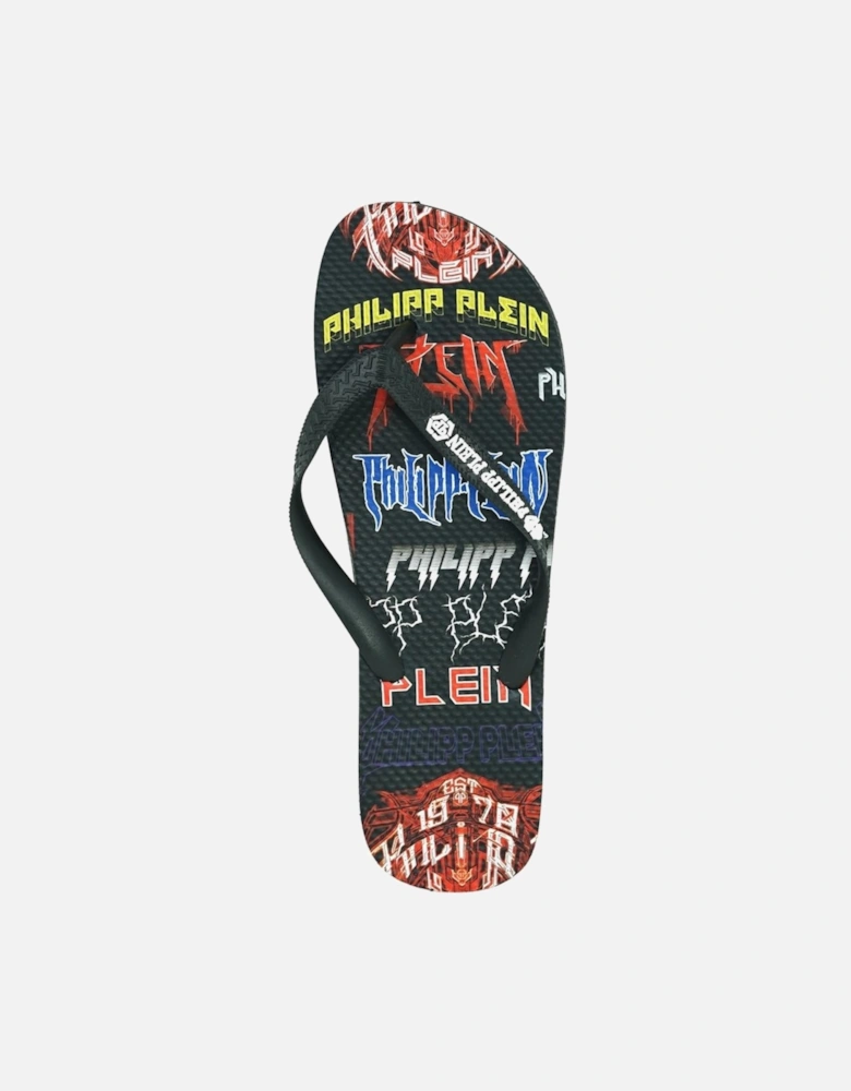 Rock Logos Black Flip Flops