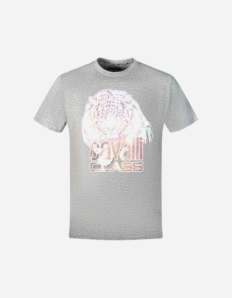 Cavalli Class Large Tiger Logo Grey T-Shirt