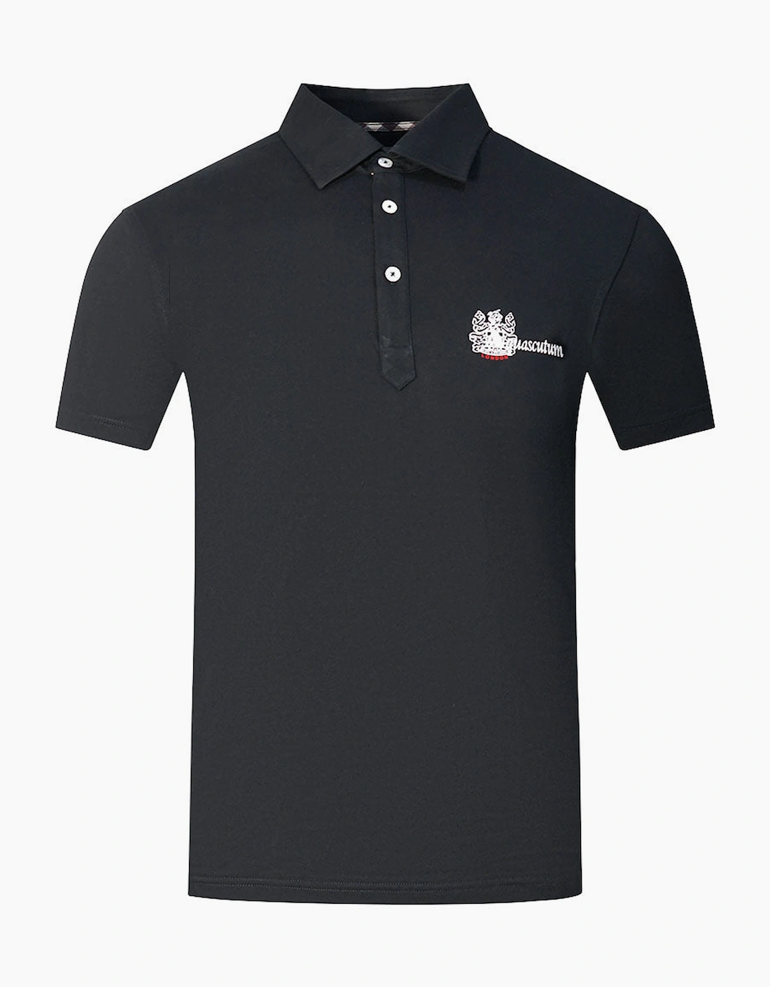 Aquascutum Men's Black Aldis Brand London Logo Polo Shirt  38 M