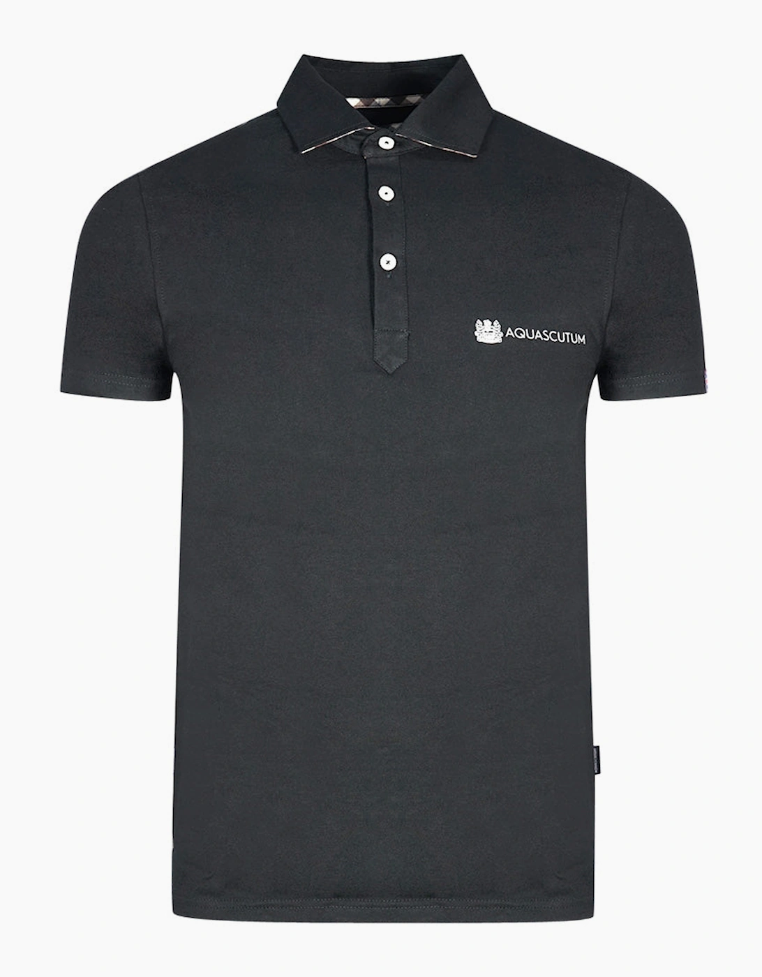 Aquascutum Men's Black Aldis Crest Block Logo Polo Shirt - Size: 36