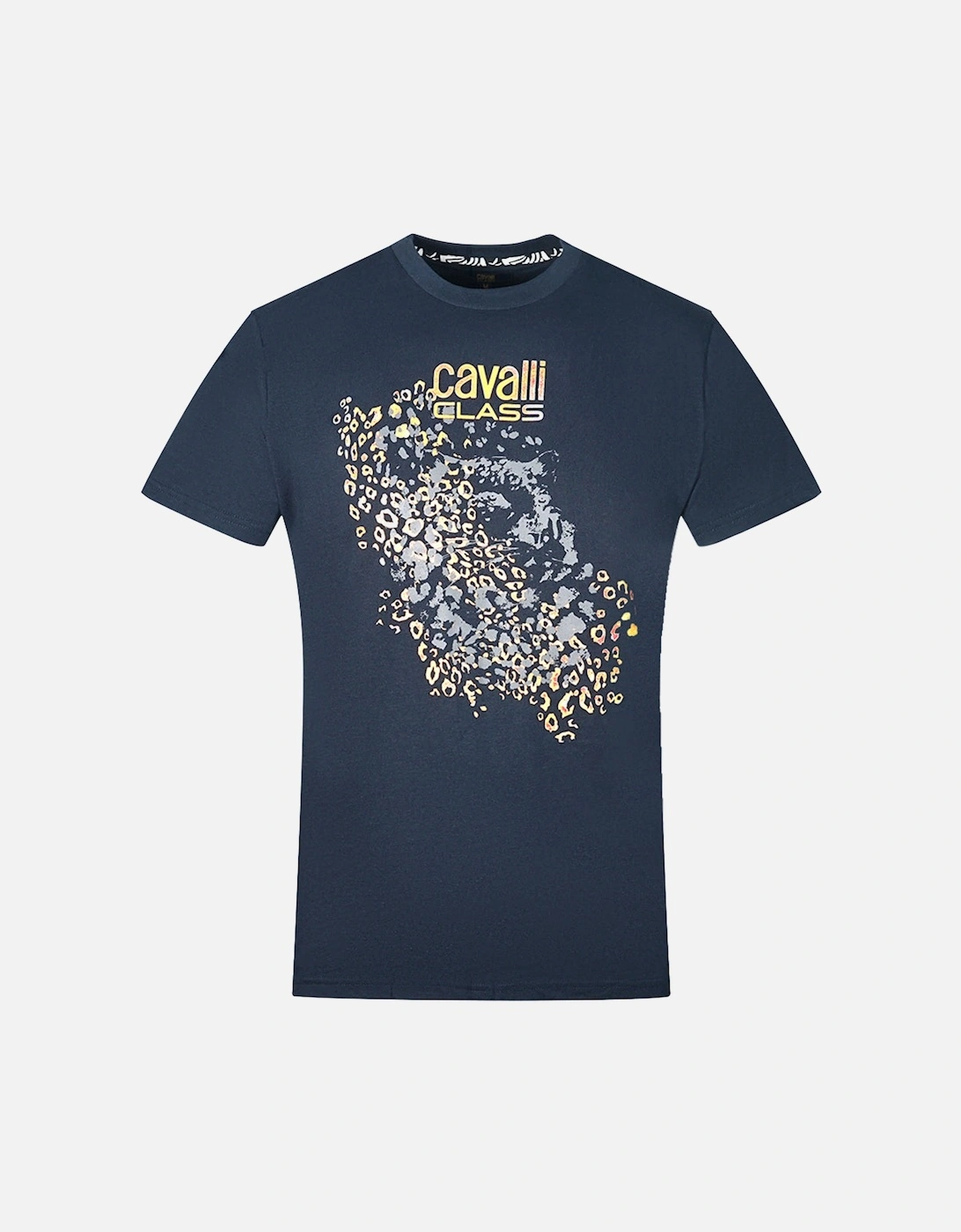 Cavalli Class Leopard Print Silhouette Navy T-Shirt, 3 of 2