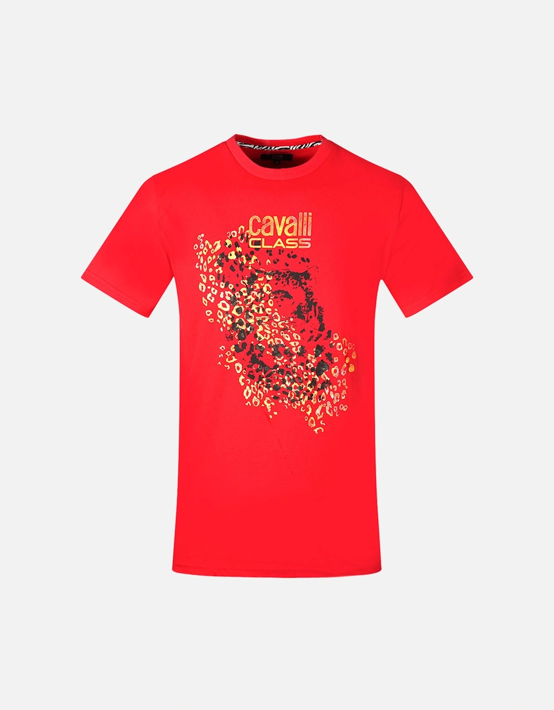 Cavalli Class Leopard Print Silhouette Red T-Shirt, 3 of 2