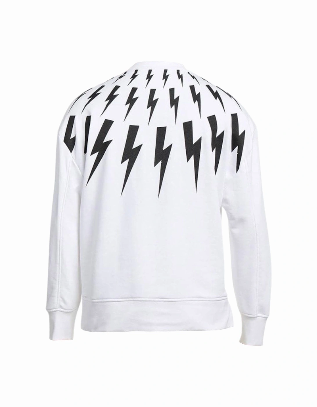 Fair Isle Thunderbolt Oversize White Sweatshirt