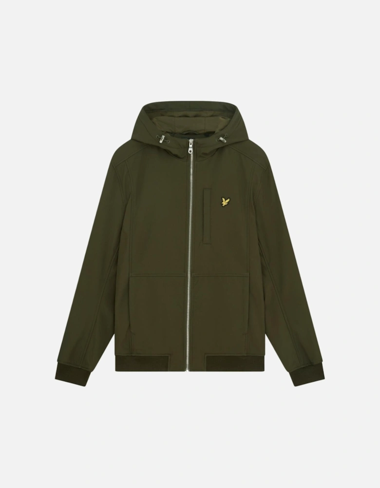 Lyle & Scott Branded Logo Olive Hooded Softshell Jacket