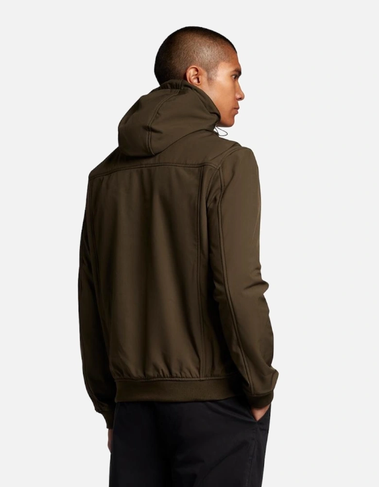 Lyle & Scott Branded Logo Olive Hooded Softshell Jacket