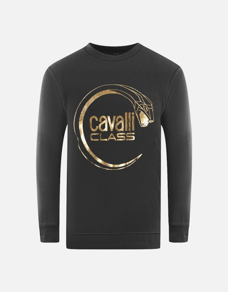 Cavalli Class Piercing Snake Logo Black Sweatshirt