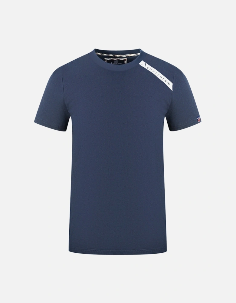 Shoulder Brand Logo Navy Blue T-Shirt