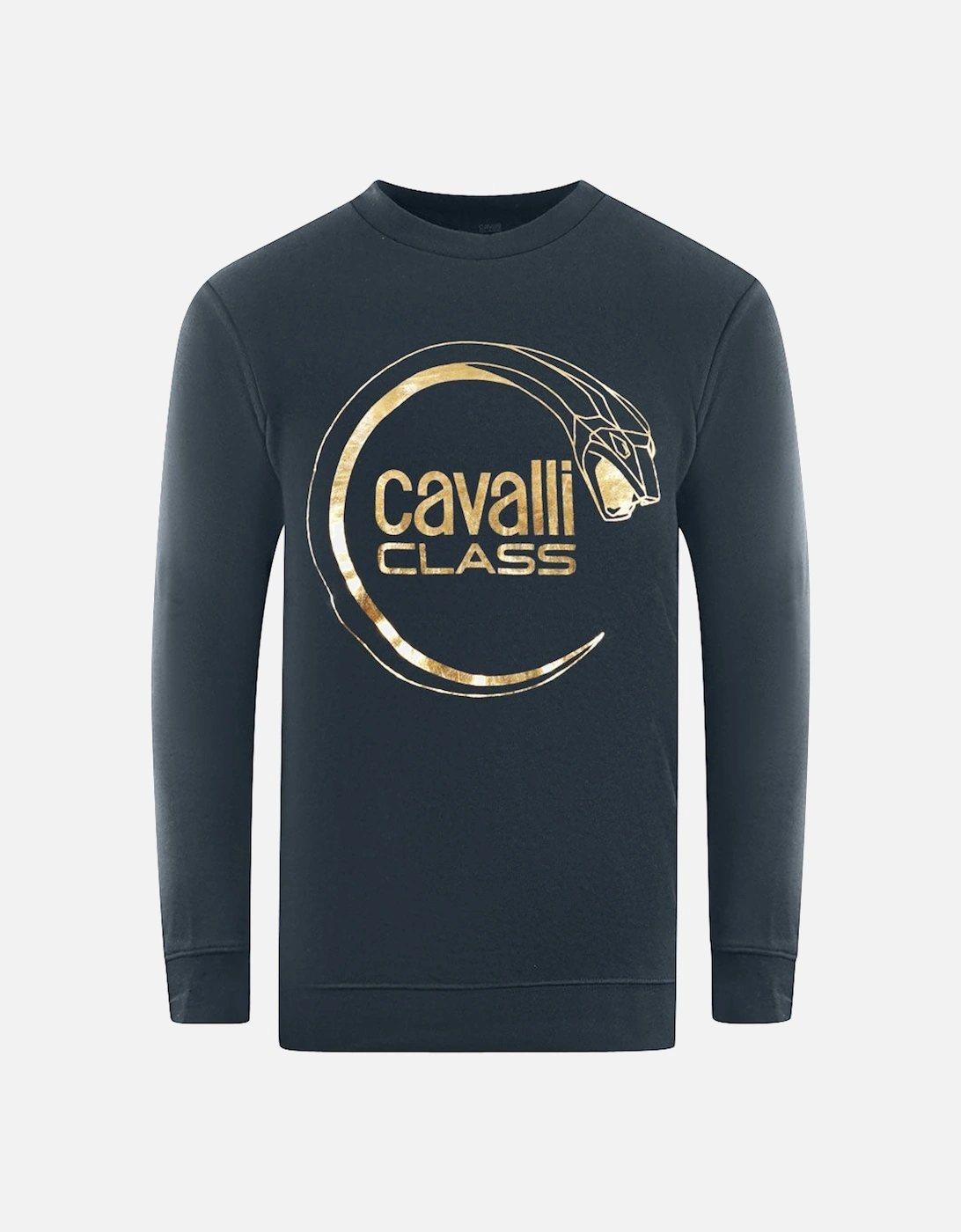 Cavalli Class Piercing Snake Logo Navy Blue Sweatshirt, 3 of 2