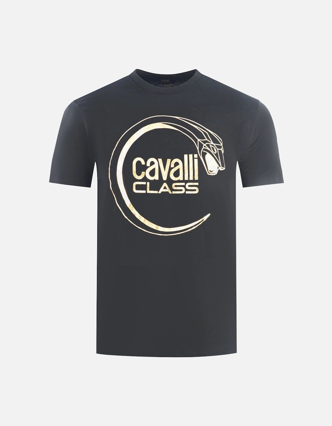 Cavalli Class Piercing Snake Logo Black T-Shirt, 3 of 2