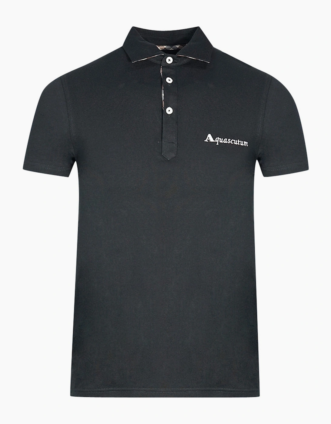 Men's Aquascutum Signature Logo Black Polo Shirt - Size: 38