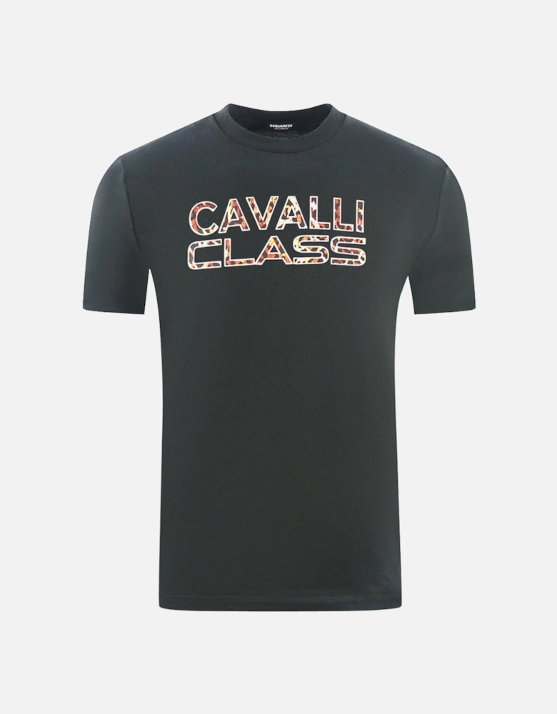 Cavalli Class Printed Logo Black T-Shirt